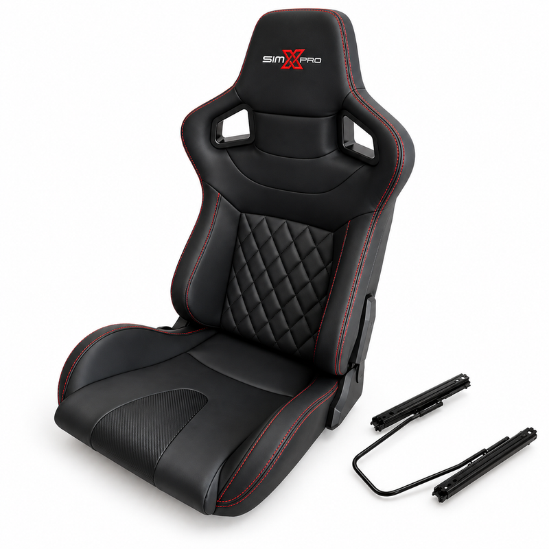 SimXPro XL GT Reclining Sim Racing Seat + Seat Slider