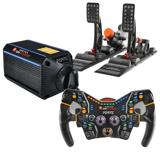 Asetek SimSports Forte 18Nm, Forte Formula Steering Wheel & Invicta™ S-Series T.H.O.R.P.™ II Pedals Bundle - Asetek SimSports - Sim Race Webshop product image 1