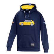 Sparco Lancia HF Delta Hoodie — Dark Blue/Yellow — front