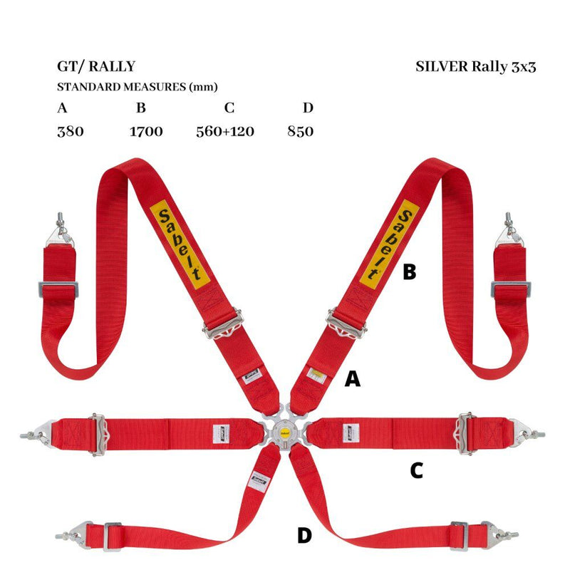 Sabelt Silver Rally 3x3 6-Point Harness