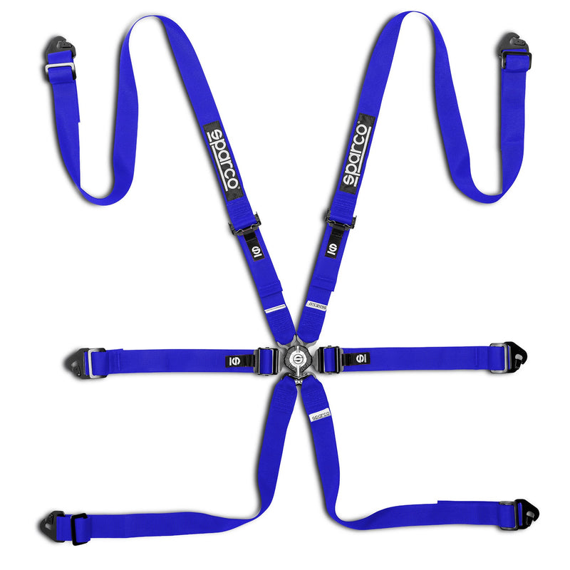 Sparco Competition H-2 Pull-Down Steel 6-Point Harness — Sky blue