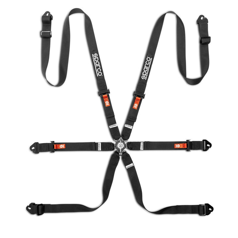 Sparco Competition H-2 Pull-Up 6-Point Harness — Black