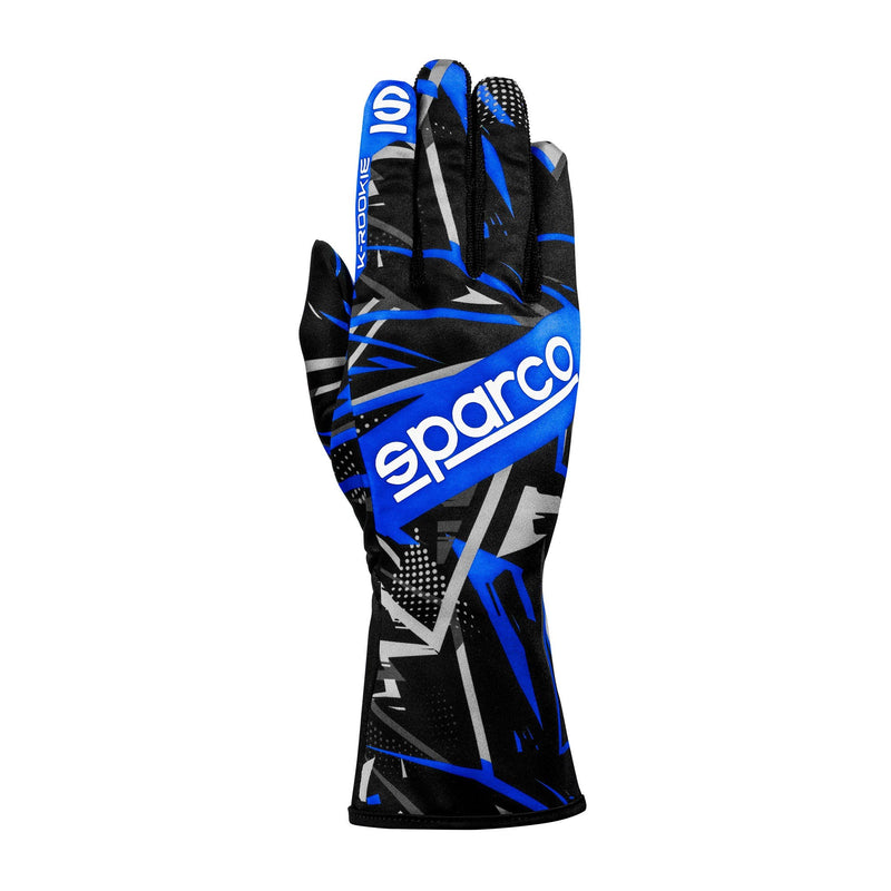 Sparco K-Rookie Karting Gloves — Black/Electric blue