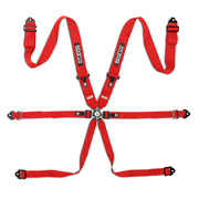 Sparco Competition H-3 Steel 6-Point Racing Harness 2026 — Red