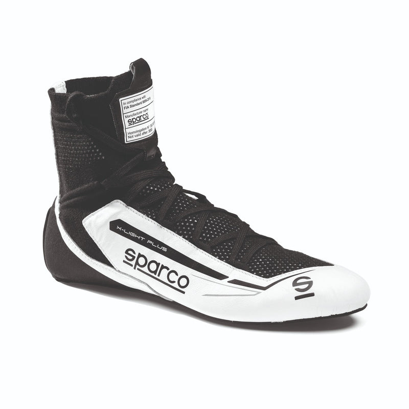 Sparco X-Light Plus FIA Racing Shoes — White/Black