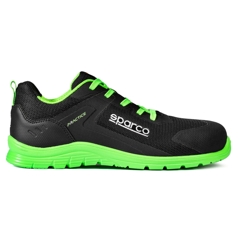 Sparco Safety Shoes S1PS Practice Rinus ESD Sneaker Unisex Black/Fluorescent Green — Black/Fluo green