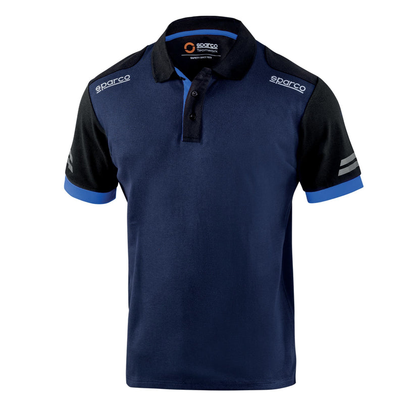 Sparco Tech Toledo Polo Shirt — blue marine/light blue