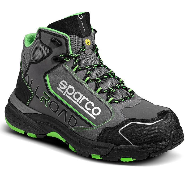 Sparco Allroad-H Leap Safety Shoes S3 ESD - Grey — Dark grey/Fluo green