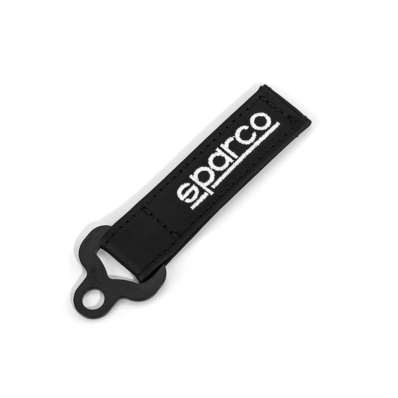 Sparco Leather Keyring - Black — Black
