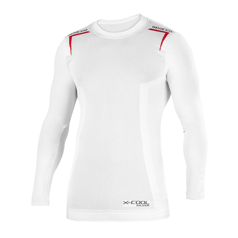 Sparco Base Layer K-Carbon Longsleeve — White/Red