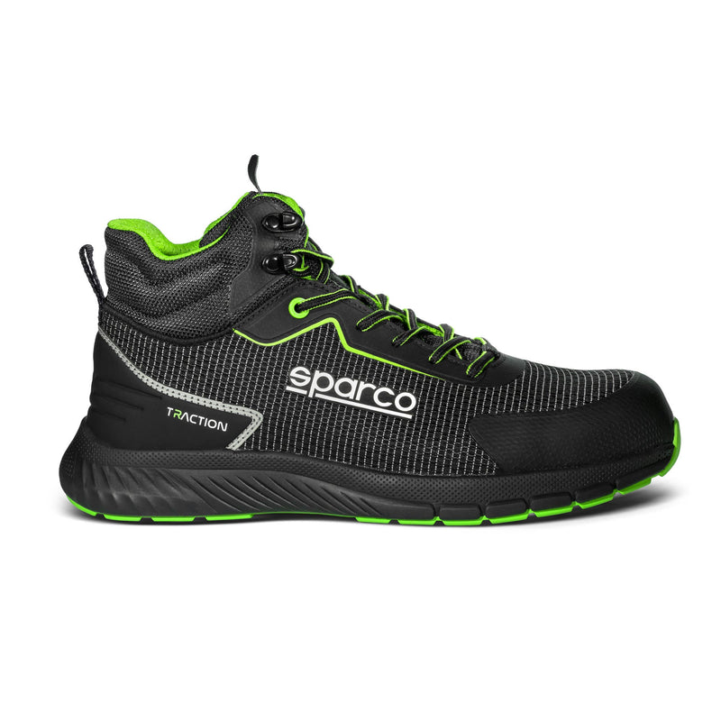 Sparco Safety Shoes S3S Traction-H Naoki Unisex Black/Fluorescent Green — Black/Fluo green