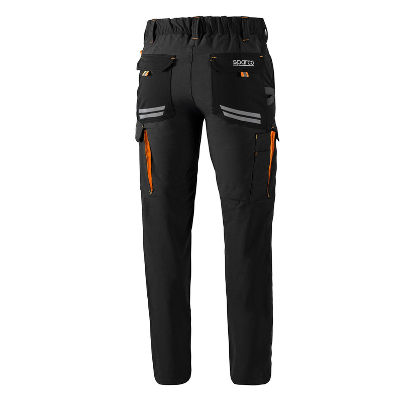 Sparco Tech Oregon Work Trousers — Black/Orange fluo