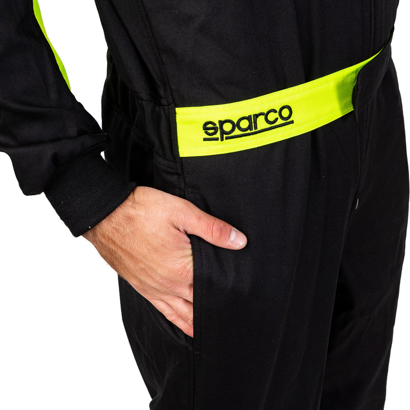 Sparco Rookie Karting Suit — Black/Fluo yellow